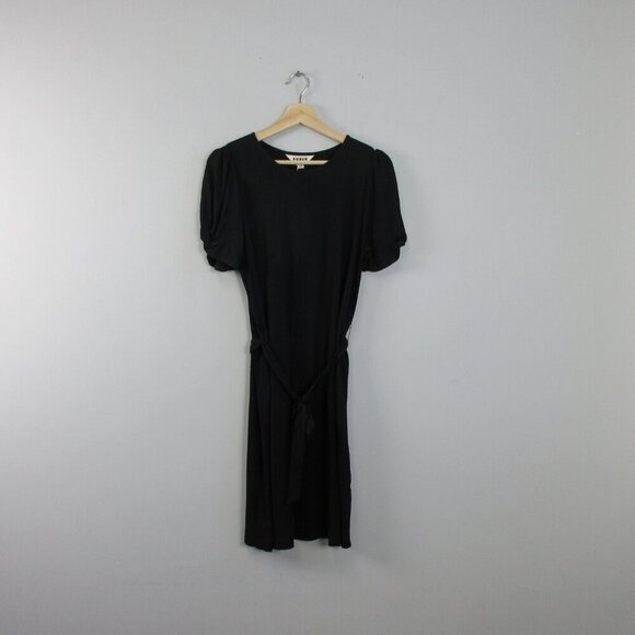 Boden Knot Detail Jersey Mini Dress 8 Black Viscose Blend Belted Cocktail 278 - Picture 1 of 11